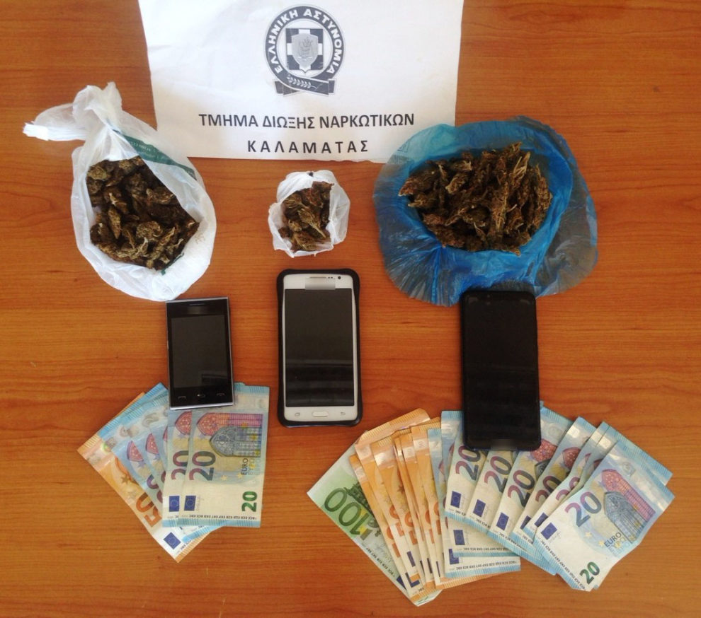 Συνελήφθησαν στην Καλαμάτα δύο άτομα με ποσότητες κάνναβης