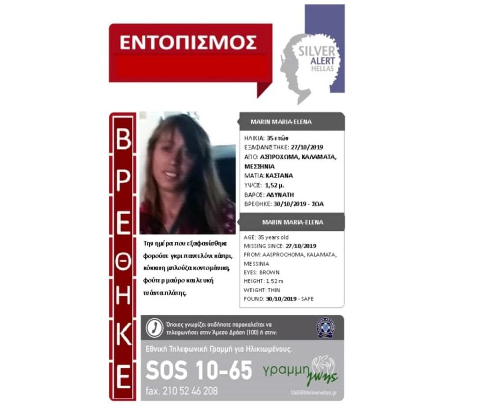 Βρέθηκε η 35χρονη που είχε εξαφανιστεί από το Ασπρόχωμα