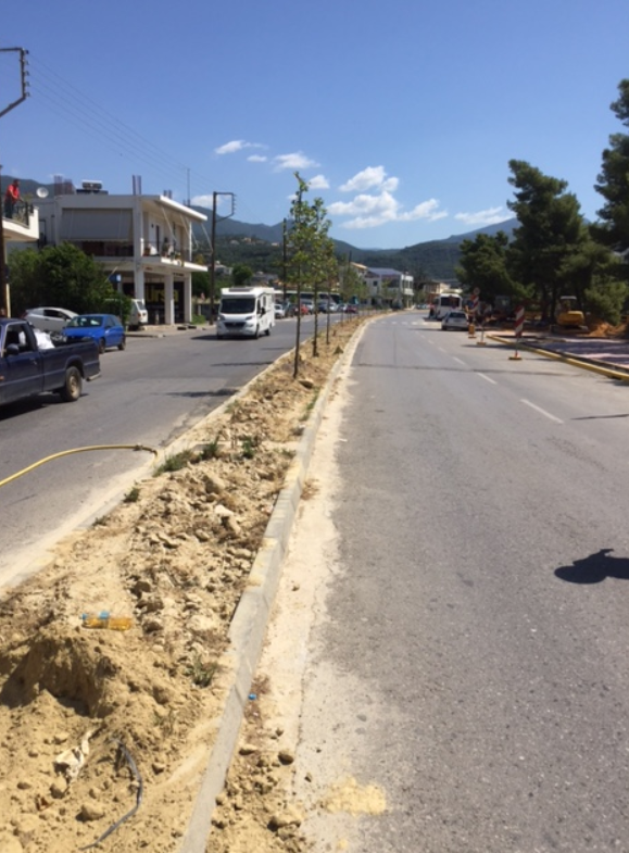 Φυτεύσεις στη νησίδα  της οδού Αρτέμιδος