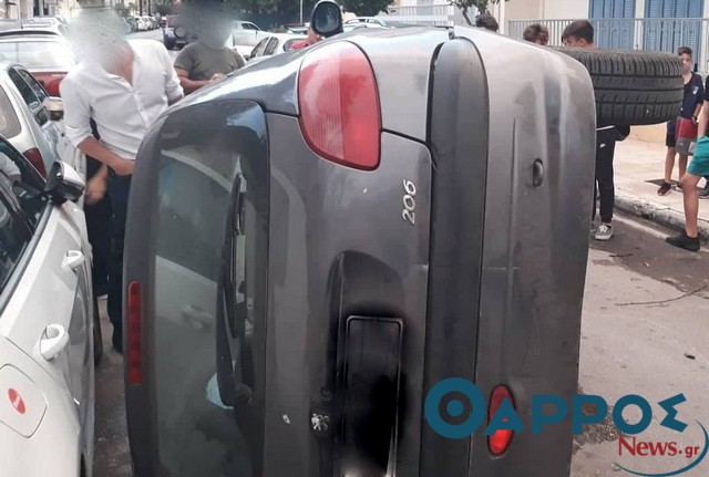 Αυτοκίνητο αναποδογύρισε στο κέντρο της Καλαμάτας
