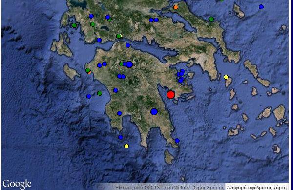 Σεισμική δόνηση στον Αργολικό κόλπο έγινε αισθητή και στη Μεσσηνία