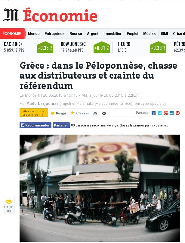 Ρεπορτάζ για την κρίση σε Τρίπολη και Καλαμάτα η γαλλική “Le Monde”