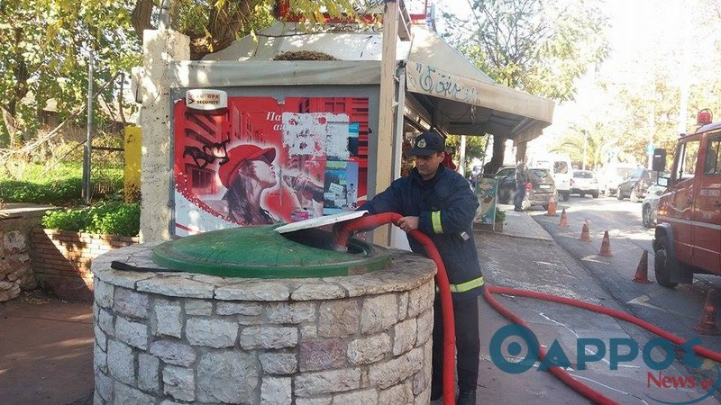Φωτιά σε καδό αναστάτωσε το κέντρο της Καλαμάτας (φωτογραφίες)