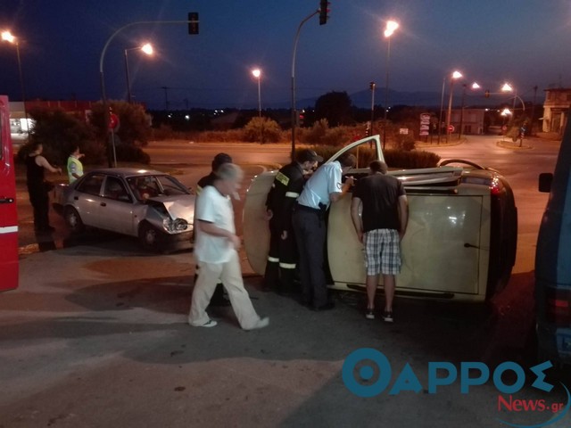 Αυτοκίνητο με δυο επιβαίνοντες «ντελαπάρισε» στον κόμβο Ζαφείρη (φωτογραφίες)