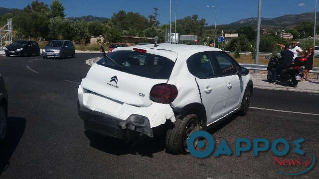 Σφοδρή σύγκρουση οχημάτων με τραυματισμό στον κόμβο της Σπάρτης