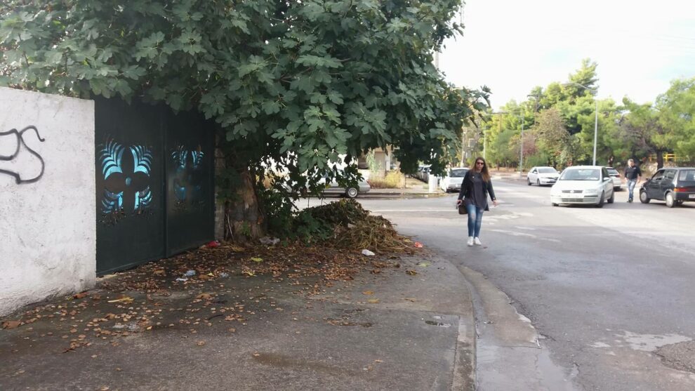 Στο πεζοδρόμιο τα κλαδιά και στο δρόμο οι πεζοί
