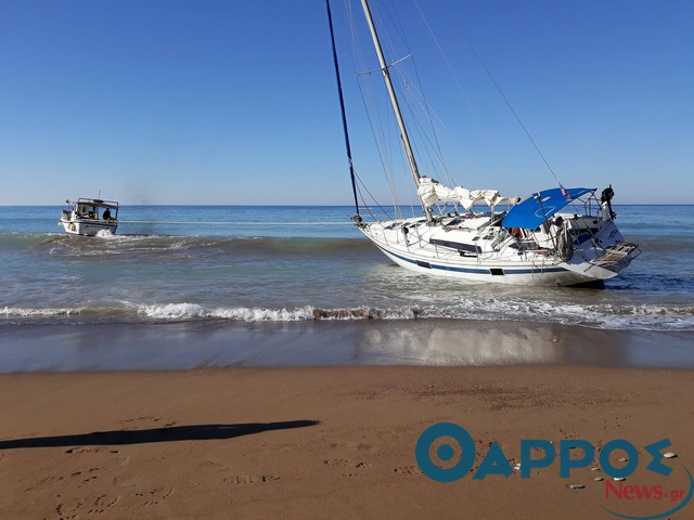 Ιστιοφόρο «κόλλησε» στην ακτή του Αγιαννάκη Τριφυλίας – Υποψίες για παράνομη διακίνηση αλλοδαπών