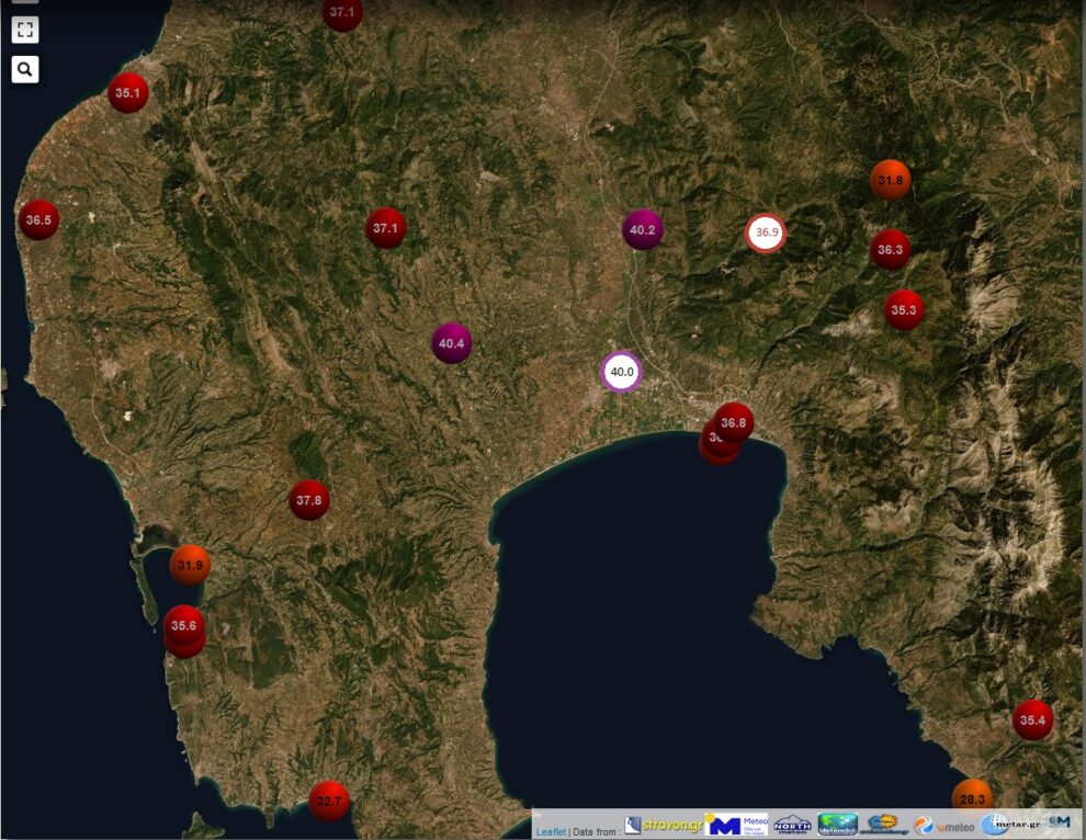 Μεσσηνία: Ξεπέρασε τους 40 βαθμούς ο υδράργυρος (χάρτης)