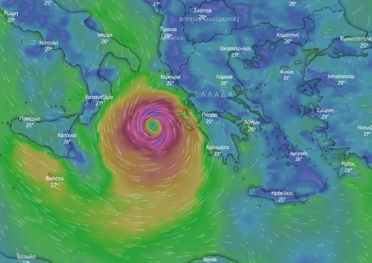 Δείτε ζωντανά την πορεία του μεσογειακού κυκλώνα