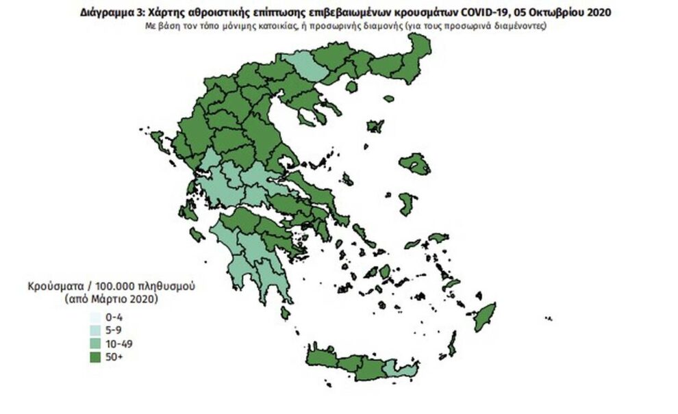 Η γεωγραφική κατανομή των σημερινών κρουσμάτων