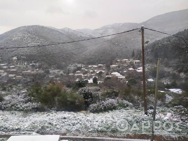 Η “Μήδεια” με λευκό πέπλο σε Κοινότητες της Τριφυλίας – Χιόνι και στους Γαργαλιάνους