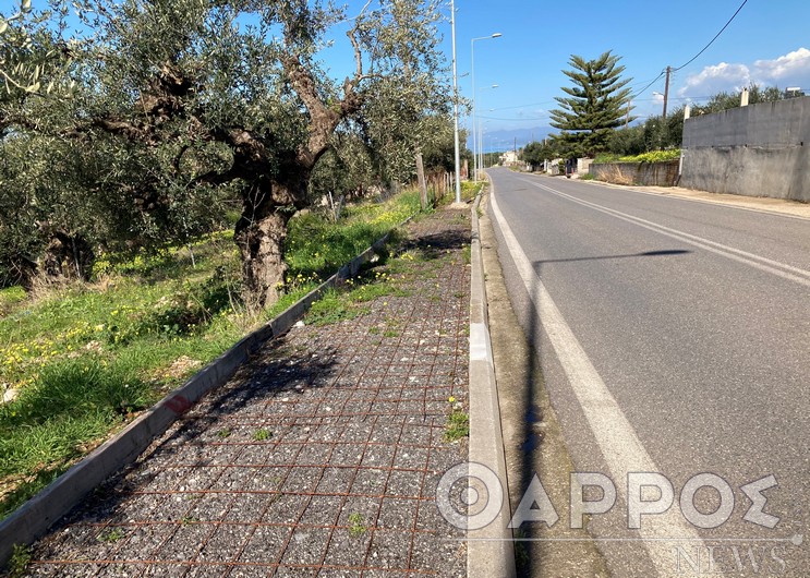 Επικίνδυνο το ημιτελές πεζοδρόμιο δρόμο προς τις Εργατικές Κατοικίες Κυπαρισσίας