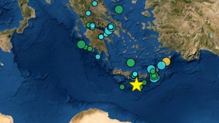 Σεισμική δόνηση 5,7 βαθμών  νότια της Κρήτης