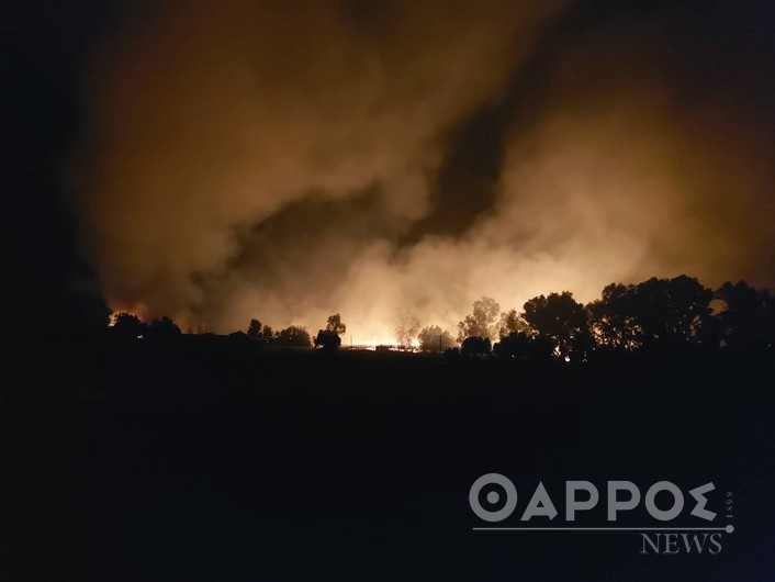 Μεγάλη φωτιά στη Δυτική Παραλία Καλαμάτας