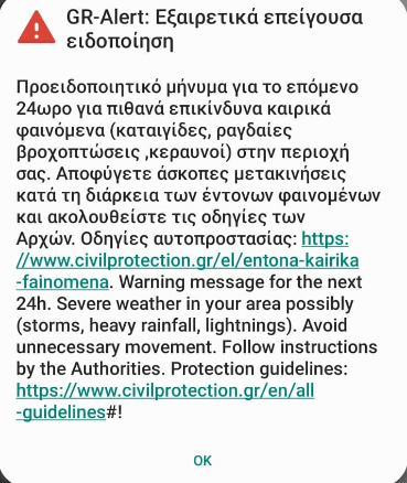 Καλαμάτα: Εστάλη μήνυμα από το 112 για την κακοκαιρία