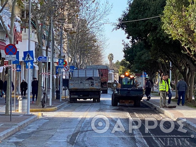 Κλειστή η Αριστομένους – Ξεκίνησαν οι εργασίες