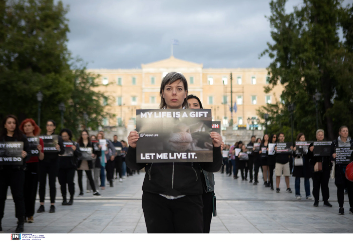 Σύνταγμα: Σιωπηρή διαμαρτυρία vegan για την σφαγή αμνών ενόψει Πάσχα