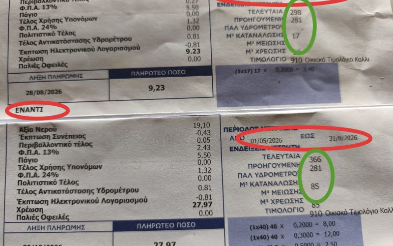 Προσέχετε τις χρεώσεις της ΔΕΥΑΚ!